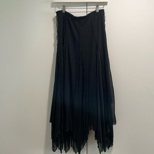Black layered jaggedly asymmetric midi skirt SMALL